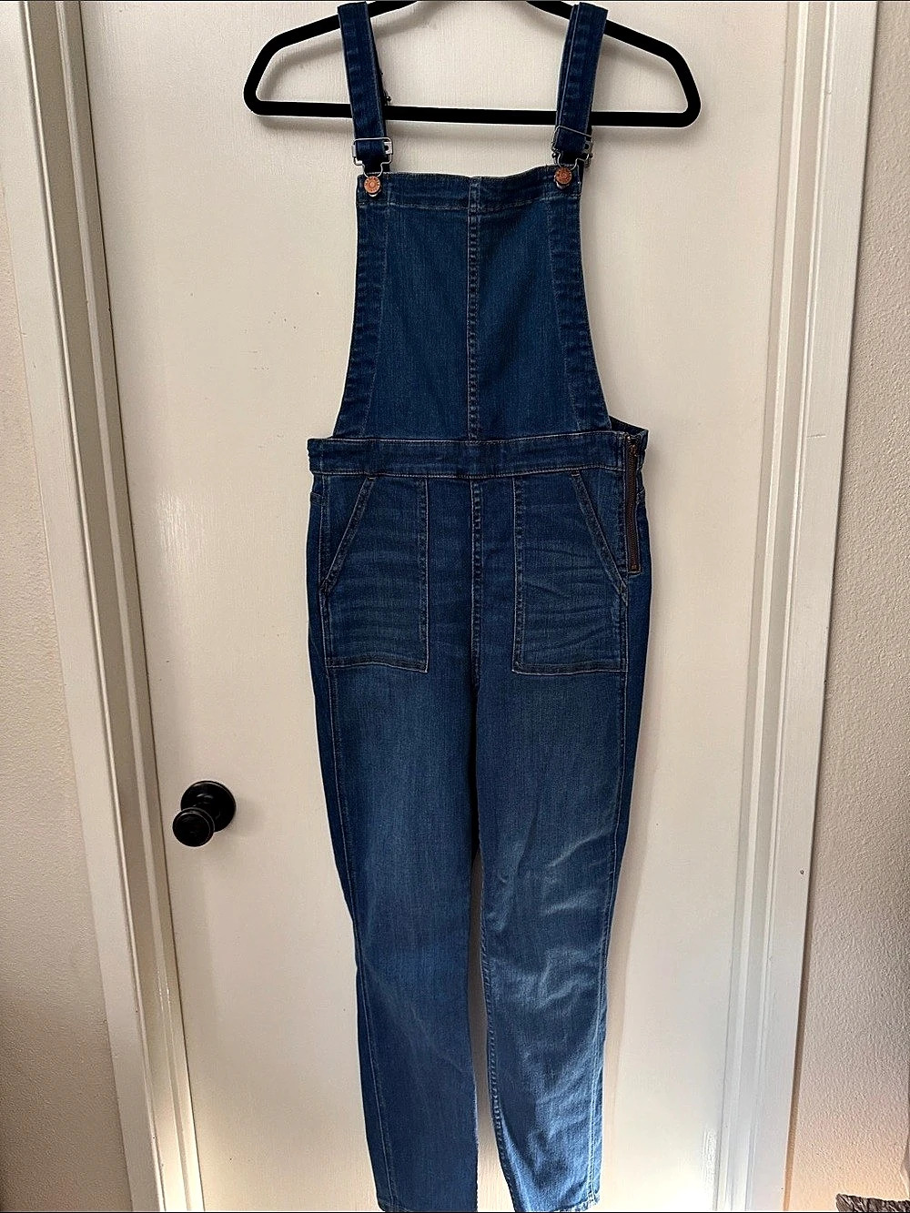 Madewell Low-Slung Straight Overalls Denim Blue Medium